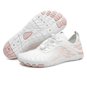 Women's White and Pink Hiking Shoes